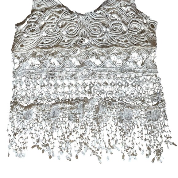 Lovely 153 Vintage Cotton Cream Crochet Top Boho Fairy Whimsy Cottagecore L - Picture 5 of 7